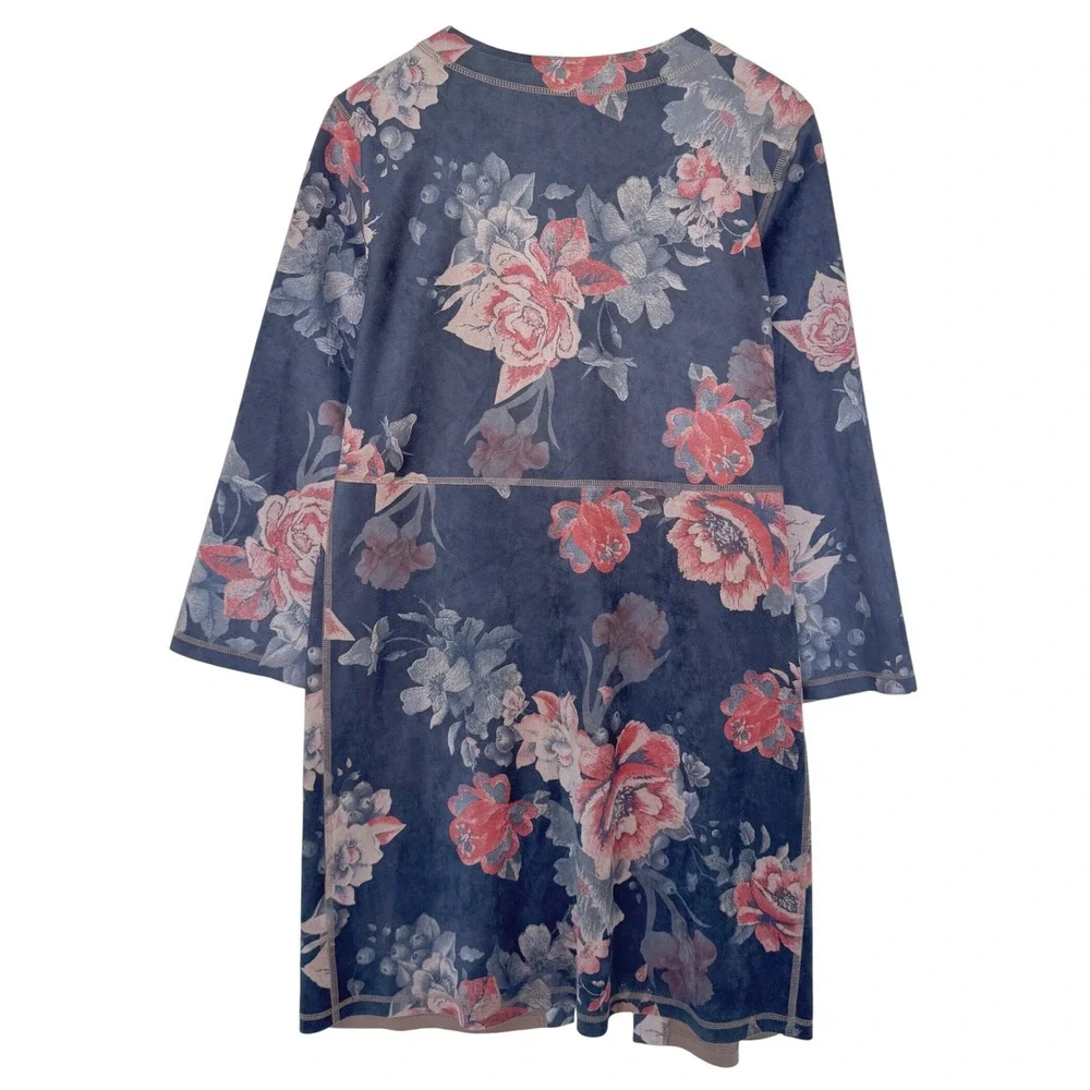 Philosophy Republic Clothing Sz‎ S Faux Leather Floral Kimono Cardigan Coat Boho